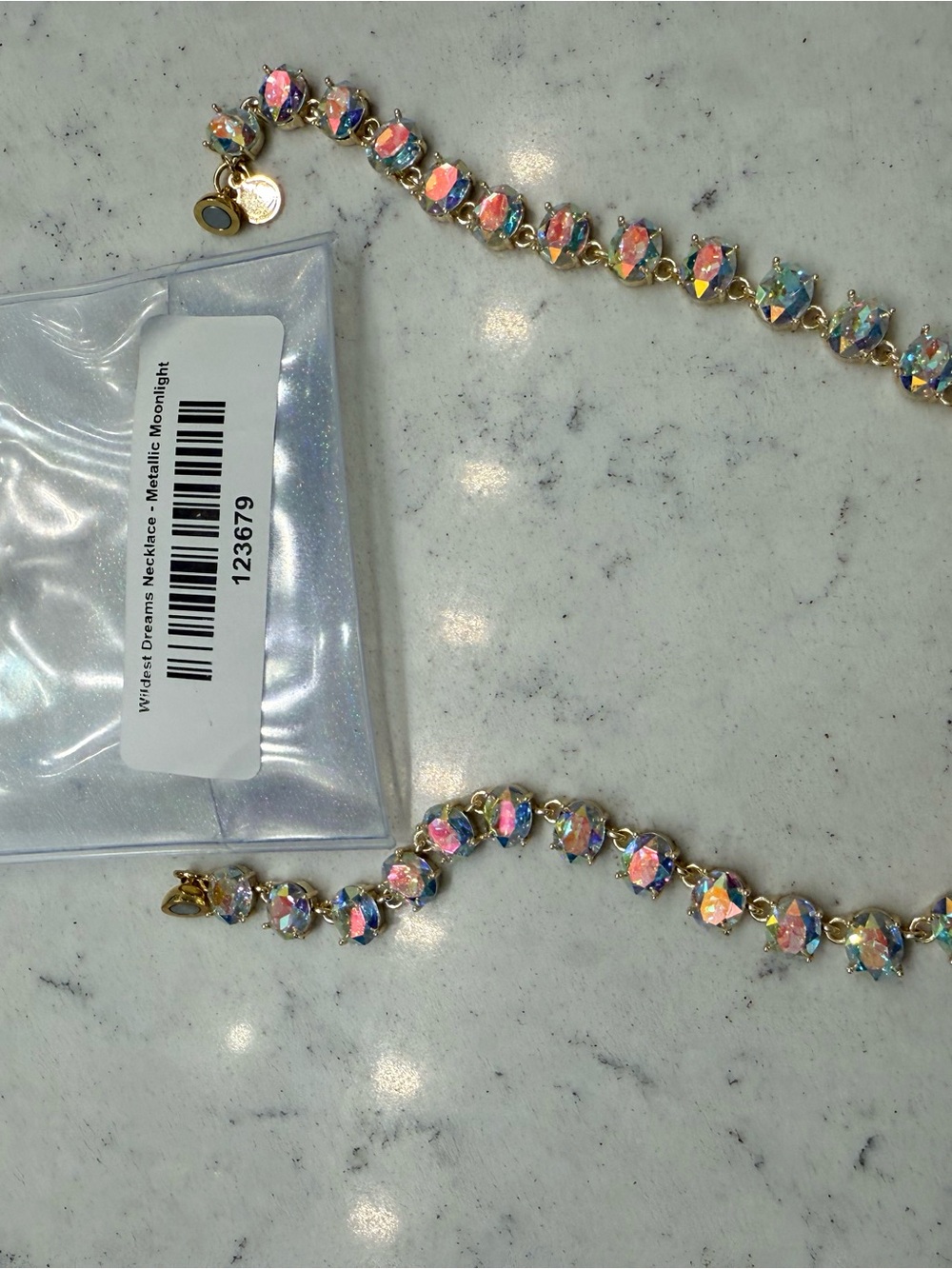 Wildest Dreams Crystal Tennis Necklace - In metallic moonlight
